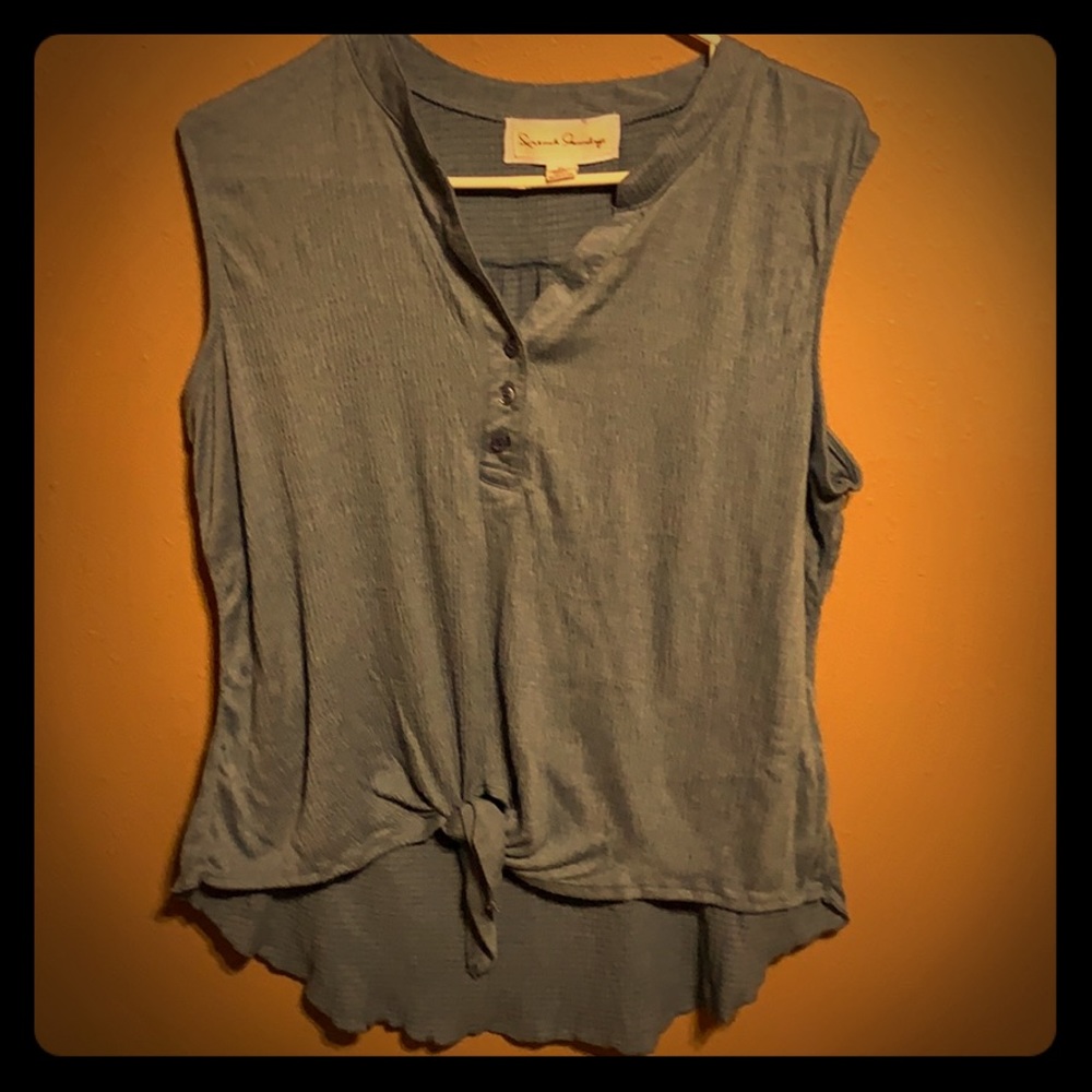 Light blue sleeveless v neck top
